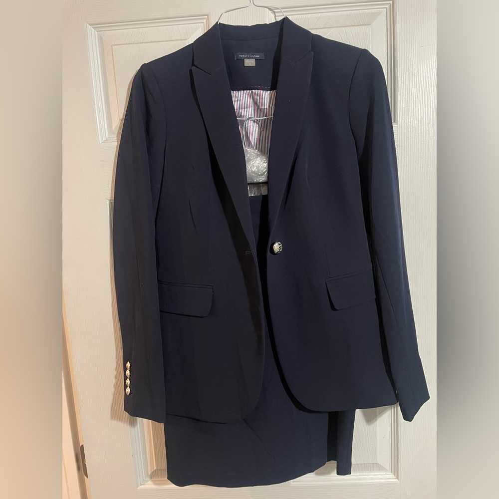 Tommy Hilfiger Navy Blazer and Pencil Skirt Coordinating Set